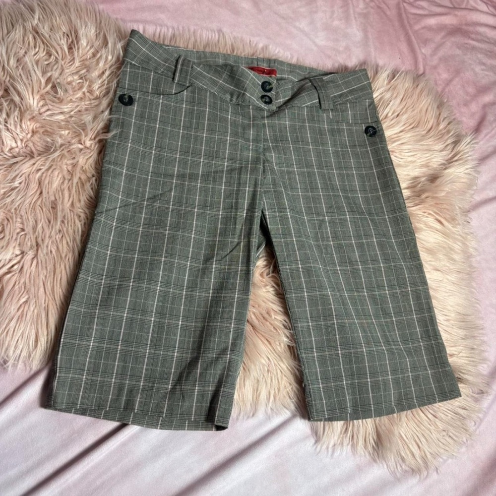 Gray Plaid Bermuda Shorts